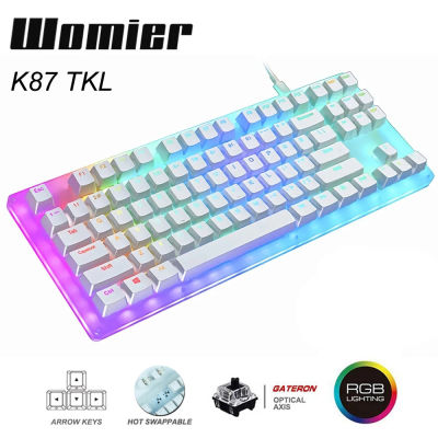 Womier 87 key K87 Hot Swappable RGB Gaming Mechanical Keyboard 80 Translucent Glass Base Gateron Switch with Crystalline Base