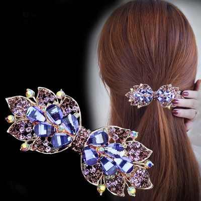 Exquisite Rhinestone hairpin slotted spring clip hairpin adult retro temperament metal hair accessories