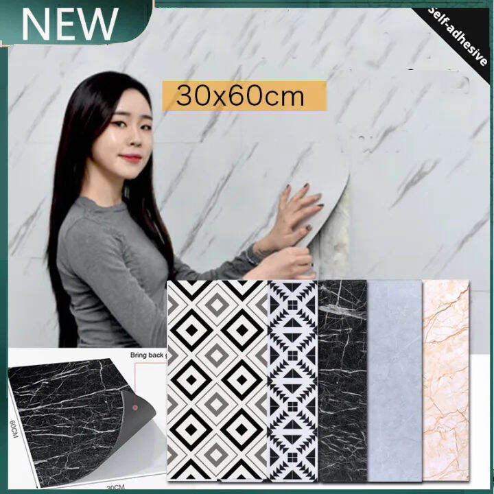Marble patterned rubber tiles, smooth, attached to floors, walls, self