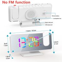 นาฬิกาตั้งโต๊ะอิเล็กทรอนิกส์นาฬิกาปลุกอัจฉริยะดิจิทัล LED,นาฬิกาปลุก USB มีวิทยุ FM 180 ° เวลาฉายเลื่อนปลุก