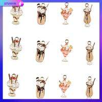 BTVHYA 40 Pcs ยาว21-23มม. จี้รูปไอศกรีมเคลือบ ขนาดรู1.8มม. โลหะผสมอัลลอยด์ Kawaii ฤดูร้อนหวานอาหาร Charms การ์ตูน Milkshake ช็อกโกแลต Sundae ขนม Charms เครื่องรางซันเดย์ ความหนา1-1.3มม. เคลือบไอติมไอศครีมถ้วยขนมหวานเสน่ห์ งานฝีมือดีไอวาย