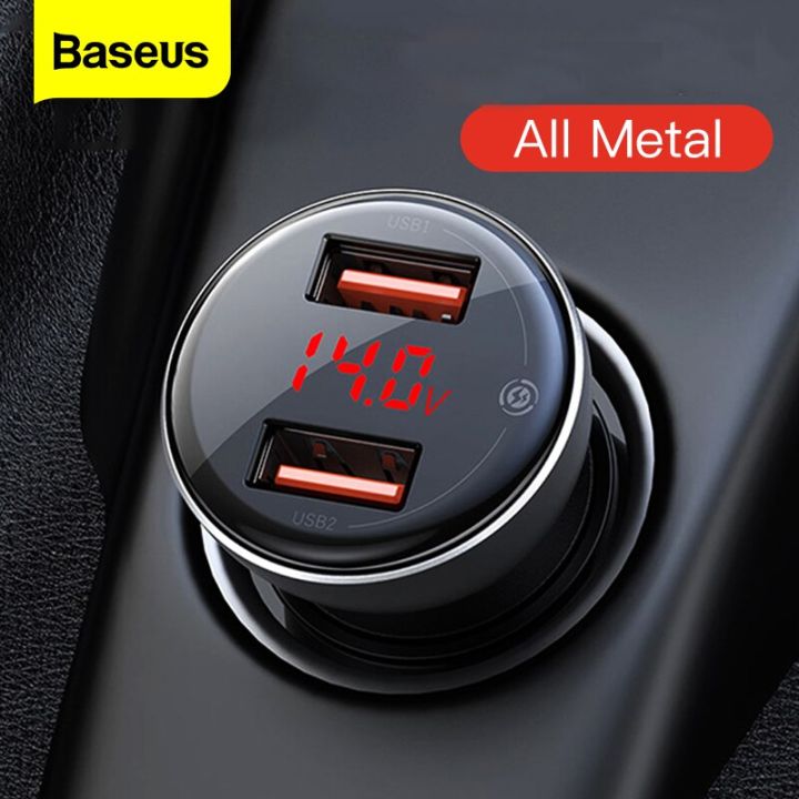 baseus-เครื่องชาร์จไฟที่ชาร์จแบตในรถ-usb-แบบ2ช่อง24w-เครื่องชาร์จชาร์จในรถแบบเร็วทำจากโลหะสำหรับ-iphone-xiaomi-samsung-โทรศัพท์มือถือแอนดรอยด์