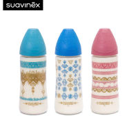 Suavinex ขวดนม ลาย Couture รุ่น Premium PA Polyamide feeding bottle with round teat 360ml เหมาะสำหรับอายุ 12-24  เดือน