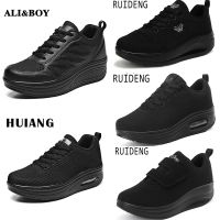 รองเท้าผ้าใบผู้หญิง สีดำล้วน แบรนด์ ALI&amp;BOY , HUIANG , RUIDENG1 , RUIDENG323 ,RUIDENG2 น้ำหนักเบา สวมใส่สบาย ไซส์ 36-42