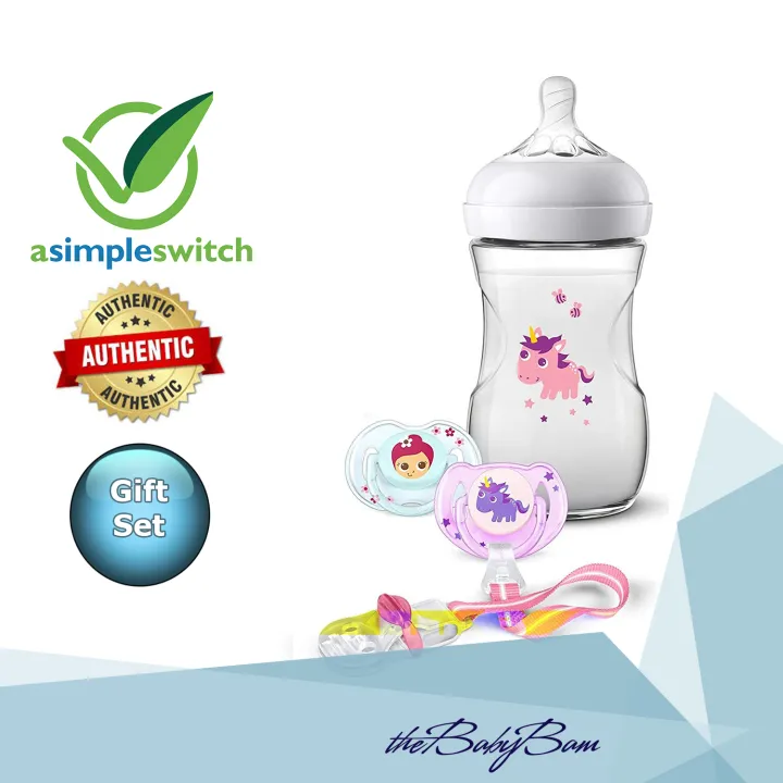 Philips Avent Unicorn Gift Set with 9oz/260ml Natural Bottle Classic