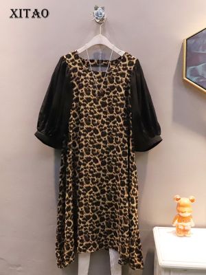 XITAO Dress Fashion Women Vintage Leopard Dress