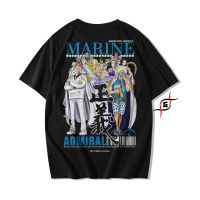 เสื้อยืดแขนสั้นคอกลมเสื้อยืดผ้าฝ้าย พิมพ์ลายอนิเมะ One Piece Genryu Marin Admiral Tojiroo Kizaru Issho Fujitora Ryokugyu S-5XL