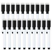 20PC Black Marker Pens Magnetic Whiteboard Dry Erase Pens Built InErasers Cap For Office Classroom Writing Supplies