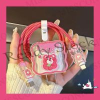 【Ready Stock】 ◈ B40 Cute Strawberry Bear Cartoon Toy Story 5 In 1 Wavy Edge Data Cable Sleeve Set Compatible for Apple 18/20W Adapter Charger TPU Soft Cover with Lovely SpongeBob Cable Bite Protective