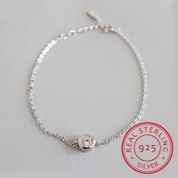 100 925 Solid Real Sterling Silver Fashion Women 39;s Jewelry Round CZ Bracelet 15cm For Women Girl Lady Gift DA122