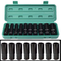 (ร้านค้าท้องถิ่น) อุปกรณ์ประแจไฟฟ้า 10 pcs ซ็อกเก็ตประแจผลกระทบ นิ้ว Ratchet Box Socket Set 1/2" 78mm Dr Socket Wrench Set Spanner Tools Set