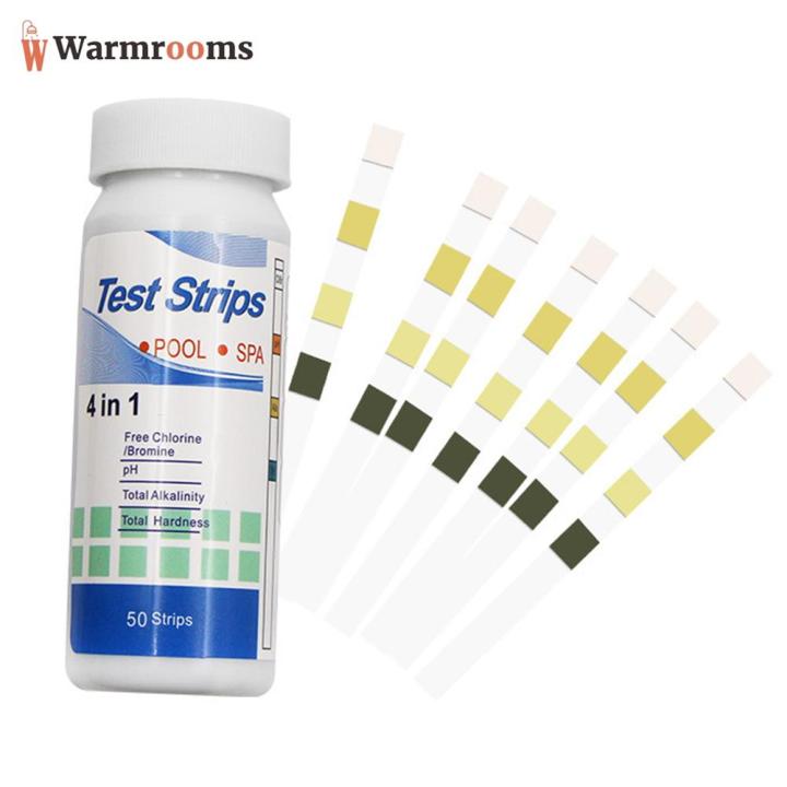 สระว่ายน้ำ4ใน1กระดาษทดสอบคลอรีนตกค้างขวดที่แผ่นตรวจค่า-ph-ค่า-ph-ชุบกระดาษทดสอบความแข็งด่าง