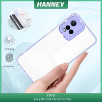 HANNEY สำหรับ VIVO V27 PRO V25 V25E Y21 Y21S Y33S Y35 Y22 4G Y16โทรศัพท์กรณีที่ถอดออกได้3in1ที่มีสีสันโปร่งใส TPU + กล้อง PC Protection ฝาหลัง PD-01