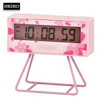 Velashop นาฬิกาปลุกไซโก้ดิจิตอล SEIKO Mini time keeper Digital Sakura Pink ระบบ Snooze เสียงกริ่ง มีไฟ รุ่น QHL082P, QHL082