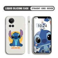 Case4you สำหรับ OPPO Reno10 Pro 5G เคสโทรศัพท์ลายการ์ตูนสติทช์สี่เหลี่ยมของแท้ปลอกซิลิโคนของเหลวคลุมทั้งหมดเคสป้องกันทนแรงกระแทกกล้อง