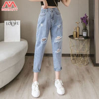 MBeauty 2023 Versione Coreana Di Jeans Strappati Verticali A Vita Alta Studenti Casual Pantaloni Dritti Di Grandi Dimensioni