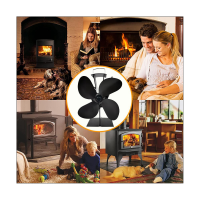 For Log Burner Fireplace Wood Stove Fan Small Designed 4 Blades Heat Powered Fireplace Fans Black TP2004-4