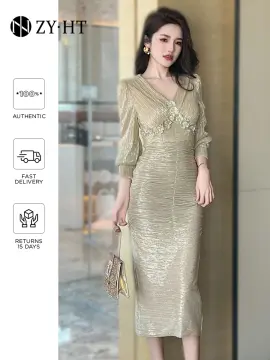 New Champagne Long A Line Evening Dress Party Elegant Square Neck