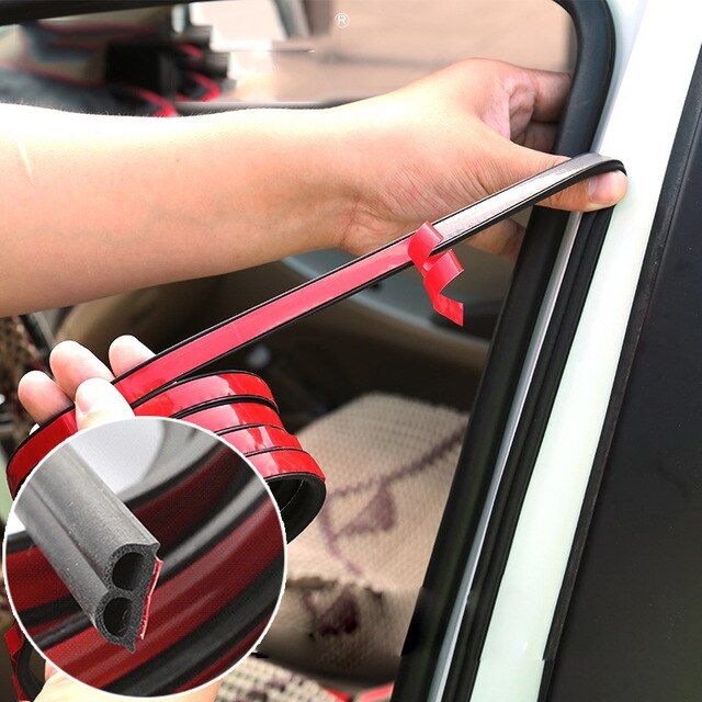 สติกเกอร์แถบซีลประตูติดรถยนต์5เมตรซีลยางกันเสียงรูปบีซีลอุปกรณ์ตกแต่งภายในรถยนต์กันความร้อน