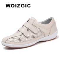 WOIZGIC Women Famale Ladies Genuine Leather Shoes Sandals Hollow Out Bottom Summer Cool Beach Hook Loop 35-42 HX-2019