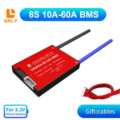 Daly LiFePO4 BMS 8S 24V 15A 20A 30A 40A 50A 60A กันน้ำ BMS พร้อม Balance พอร์ตทั่วไป