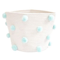 Newly Nordic Cotton Rope Knitted Pom Decoration Laundry Basket Toy Storage Bucket for Home TE889