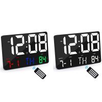 Digital Wall Clock Display Alarm Clock with Wireless Remote Control LED Wall Clock with Date and Temperature