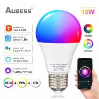 【cw】 WiFi Bulb E27 15W RGBCW Dimmable Bulbs Tuya Smartlife Works With Yandex