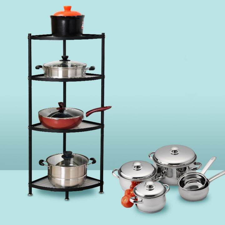 Multilayer metal rolling kitchen stand triangle corner shelf utility
