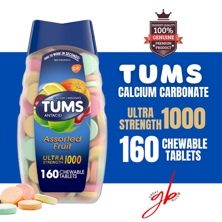 TUMS Ultra Strength 1000 Antacid Tablets for Heartburn Relief and Acid