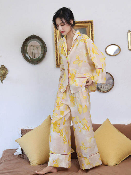 2022-spring-new-floral-printed-pajamas-set-loungewear-sleepwear-for-women-2-pieces-long-sleeve-wide-leg-pyjama-home-clothes