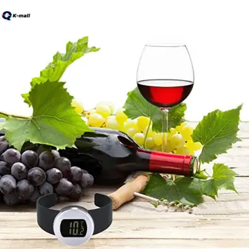 1pc Lcd Display Wine Thermometer, Stainless Steel Wine Temperature Gauge