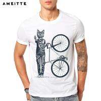 Cat Bicycle T-Shirt | Tees Tops - T-Shirt New Summer Men Short Sleeve Funny White - Aliexpress