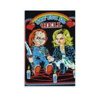 SDFQ โปสเตอร์ภาพยนตร์สยองขวัญเห็นคุณในนรกผ้าห่ม Chucky ผืนผ้าใบโปสเตอร์ศิลปะโปสเตอร์ตกแต่งห้องนอนสำนักงานครอบครัวที่ทันสมัยภาพวาดสีน้ำมันรูปนกยูงเครื่องตกแต่งฝาผนังของขวัญ12X18นิ้ว (30X45ซม.)