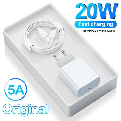 Original For APPLE 20W PD Charger For iPhone 14 13 12 11 Pro Max Fast Charging For iPhone XS MAX X XR 8 Plus 12 mini USB C Cable