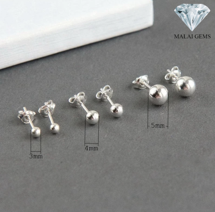 ต่างหูเงินแท้-92-5-แบรนด์-malai-gems-ต่างหูเงินเม็ดบอล-silver925-ตุ้มหูเงินแท้-ต่างหูเงิน-ต่างหูมินิมอล