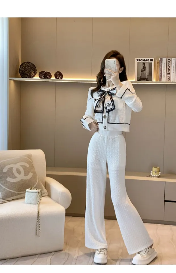 Chanel Suit Spring and Autumn 2022 New Women's Fashionable French Style  Temperament Socialite High-End Wide-Leg Pants Two-Piece Set