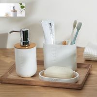 Bamboo Wooden Toothbrush Holder Tumblers Teeth Brushing Cup Emulsion Container Bathroom Kitchen Accessories