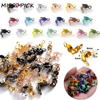 200Pcs Mixed Ball Chain Crimp End Connector Bead Tips Thread Cord End Knot Cover Clasp For Diy Jewelry Making Bracelet Necklace
