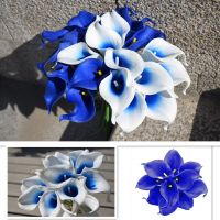 Royal Blue Calla Lily Bouquet 10 Cobalt Artificial flowers Real Touch Calla Lilies Wedding Bouquet Table Centerpieces Party Deco Artificial Flowers  P