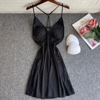 ▲ Summer Women Lace Nightgown Gown Sexy Strap Nightdress Sleepwear Loungewear Silky Satin Nightwear Nighty Dress Home Wear Clothes