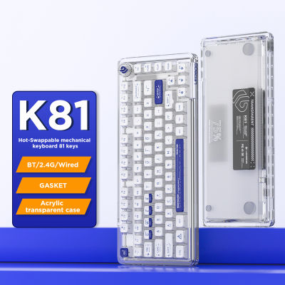 Elemosi แป้นพิมพ์เมาส์แบบมีสาย K81 2.4G ไฟ RGB Bluetooth 5.0แป้นพิมพ์คีย์บอร์ดเกม3000Mah 81กุญแจแป้นพิมพ์