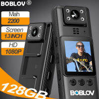 BOBLOV A23 สวมใส่ร่างกาย มินิแอ็กชันกล้องตำรวจ Body Mini Action Camera Night Version HD 1080P 128GB 2200Mah ตรวจจับการเคลื่อนไหวดีวีอาร์สวมใส่ได้บันทึกเสียงเครื่องบันทึกวีดีโอ Bodycam Actiomcam Accorder Motorcycle/Bike Dash Cam For Vlogging