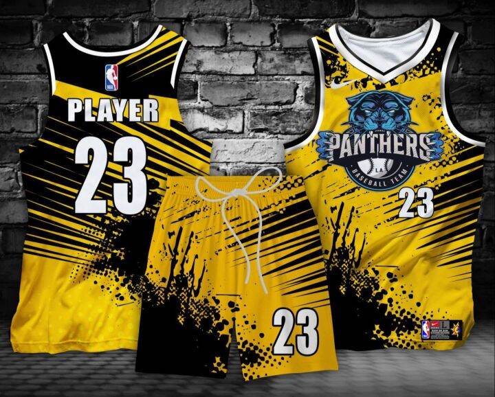 PANTHERS 01 YELLOW CUSTOMIZED BASKETBALL JERSEY FREE CUSTOMIZE OF
