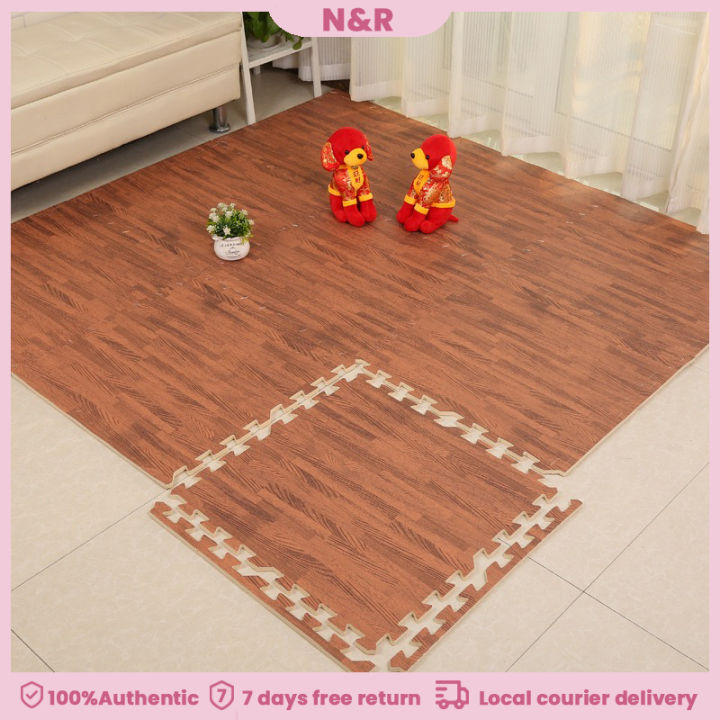 60*60cm Wooden Puzzle Mat Interlocking Foam Soft Floor Splicing Children's  Crawling Mat Baby Play