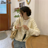 Zhu Xia เสื้อฮู้ดกันหนาวผู้หญิง + เสื้อแจ็คเก็ตลำลอง