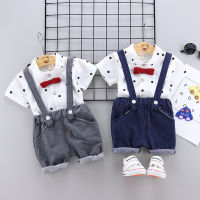 IENENS Summer 2PC Kids Baby Boys Clothes Clothing Sets Infant Boy Shirt + Pants Outfits Suits Children Wears Bow Tie Garments Toddler Blouse + Shorts Cotton Tracksuits 1 2 3 4 Years