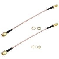 2X SMA Male to SMA Female Nut Bulkhead Crimp RG316 Coax Cable Jumper Pigtail 15cm