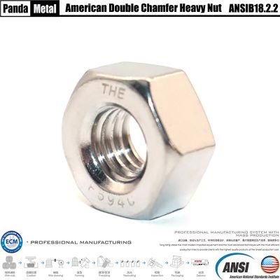 304/316 stainless steel American thickened double chamfered hexagon nut ANSIB18.2.2 heavy-duty A2A4 screw cap 1/4 5/16 3/8 7/16 Nails Screws Fasteners