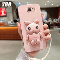 YBDเคสกระต่ายน่ารักสำหรับ Samsung J4 J6 Plus J5 J7 Prime ที่สำคัญเคสโทรศัพท์การ์ตูนฟรีสายคล้องเคสซิลิโคนแบบนิ่มแบบสามมิติ